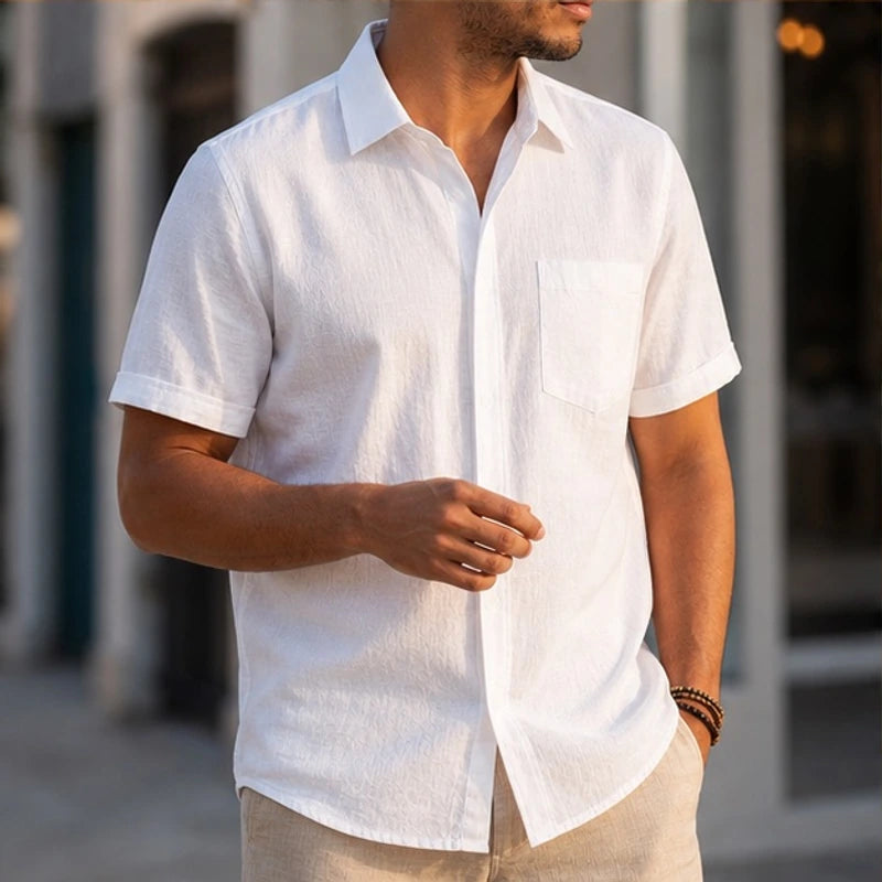 Drummond Linen Short Sleeve Shirt - White - men's shirt - Brondals - Image 2
