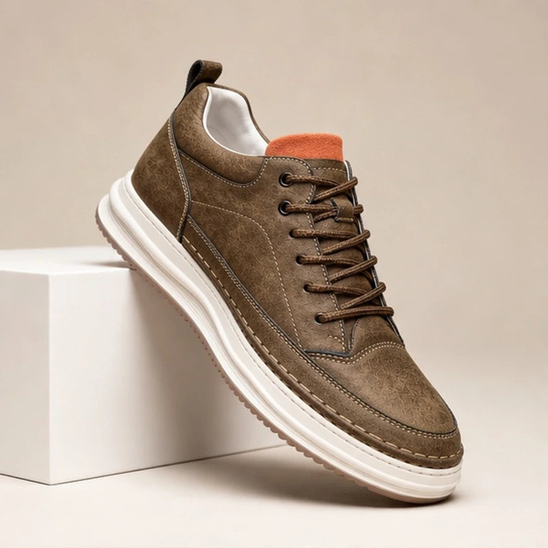 Edison Textured Leather Sneaker - Khaki - Sneakers - Brondals - Image 1