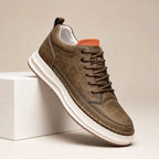 Edison Textured Leather Sneaker - Khaki - Sneakers - Brondals - Image 1