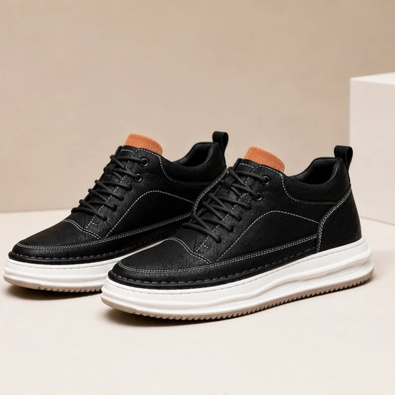 Edison Textured Leather Sneaker - Black - men's sneakers - Brondals - Image 2