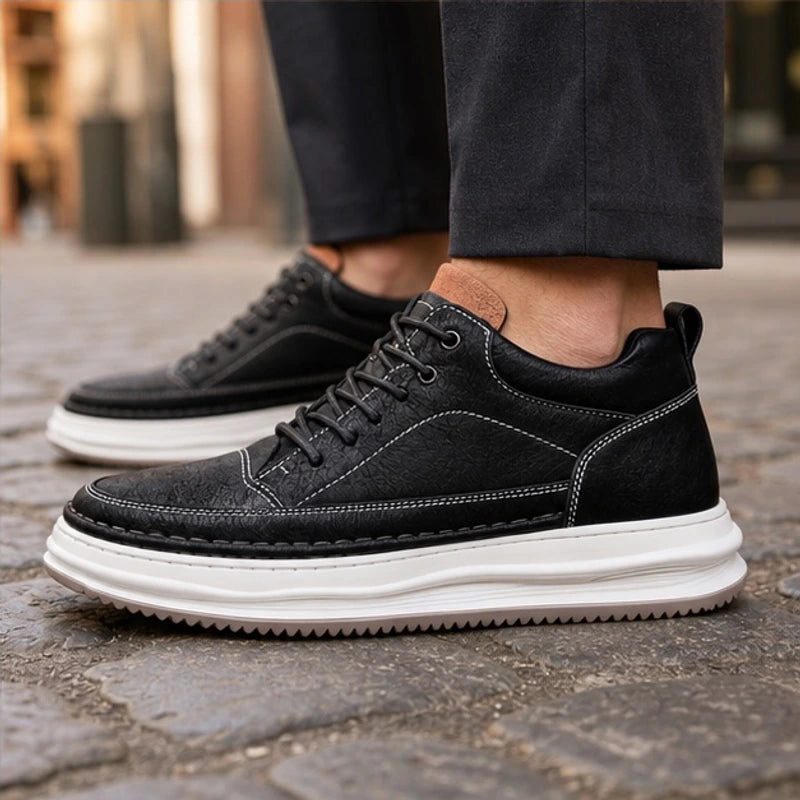 Edison Textured Leather Sneaker - Black - textured leather - Brondals - Image 4