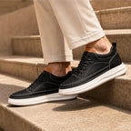 Edison Textured Leather Sneaker - Black - leather sneakers - Brondals - Image 3