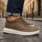 Edison Textured Leather Sneaker - Khaki - textured leather - Brondals - Image 4