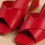 Eleni Open-Toe Wedge Heels - Red - women's heels - Brondals - Image 2