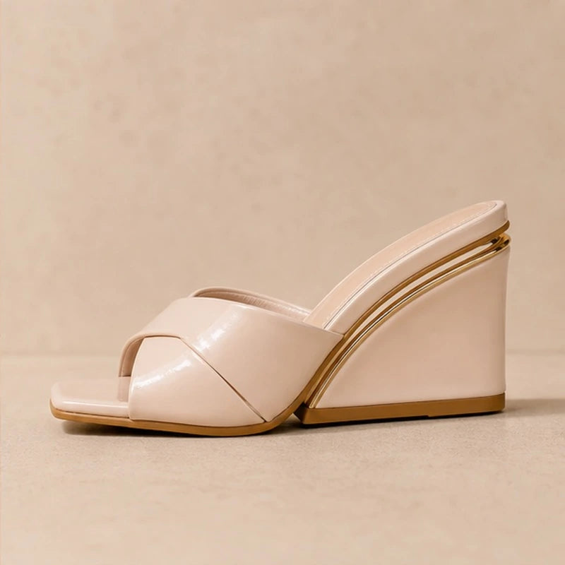 Eleni Open-Toe Wedge Heels - Beige - women's heels - Brondals - Image 2