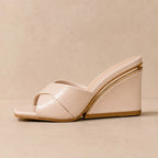 Eleni Open-Toe Wedge Heels - Beige - women's heels - Brondals - Image 2