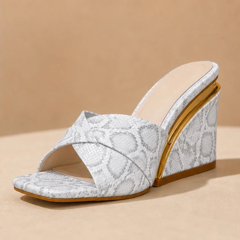 Eleni Open-Toe Wedge Heels - Gray - women's heels - Brondals - Image 2