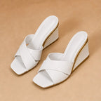Eleni Open-Toe Wedge Heels - White - Shoes - Brondals - Image 1
