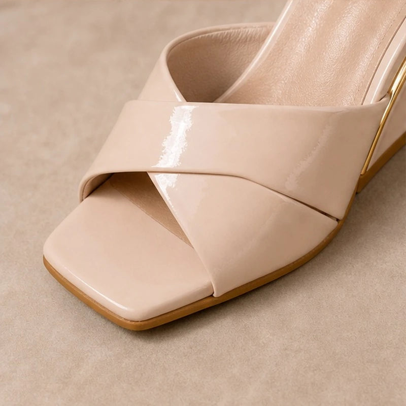Eleni Open-Toe Wedge Heels - Beige - wedge heels - Brondals - Image 3