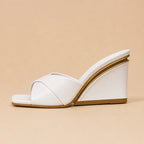 Eleni Open-Toe Wedge Heels - White - women's heels - Brondals - Image 2