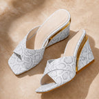 Eleni Open-Toe Wedge Heels - Gray - Shoes - Brondals - Image 1