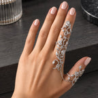 Elisabetta Women's Sculpted Vine Handpiece with Crystal Accents - Silver - Accessories > Jewelry > Hand Chains - Brondals - Image 1