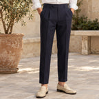 Elliot Men's Single-Pleat Tailored Trousers - Navy - Men's Clothing > Pants > Tailored Trousers - Brondals - Image 1