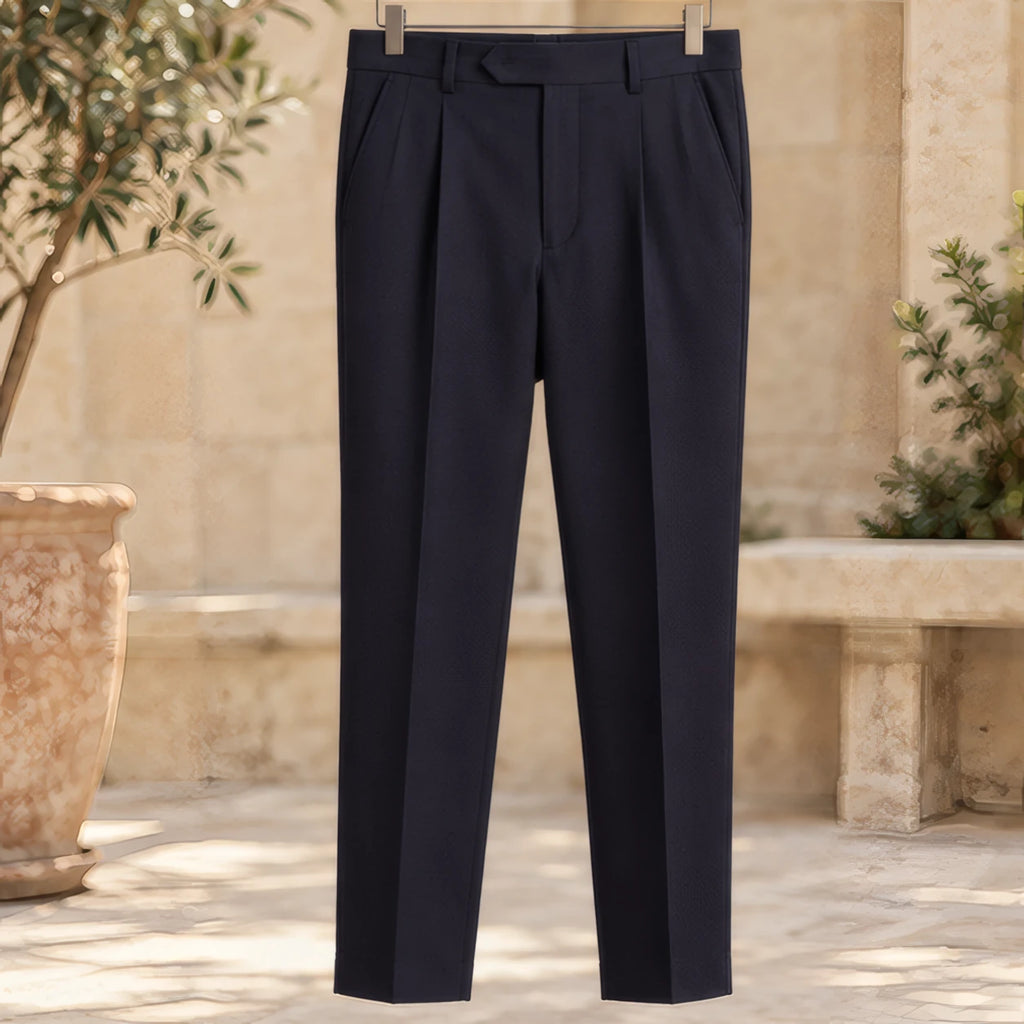 Elliot Men's Single-Pleat Tailored Trousers - Navy - Casual Dress Pants - Brondals - Image 3