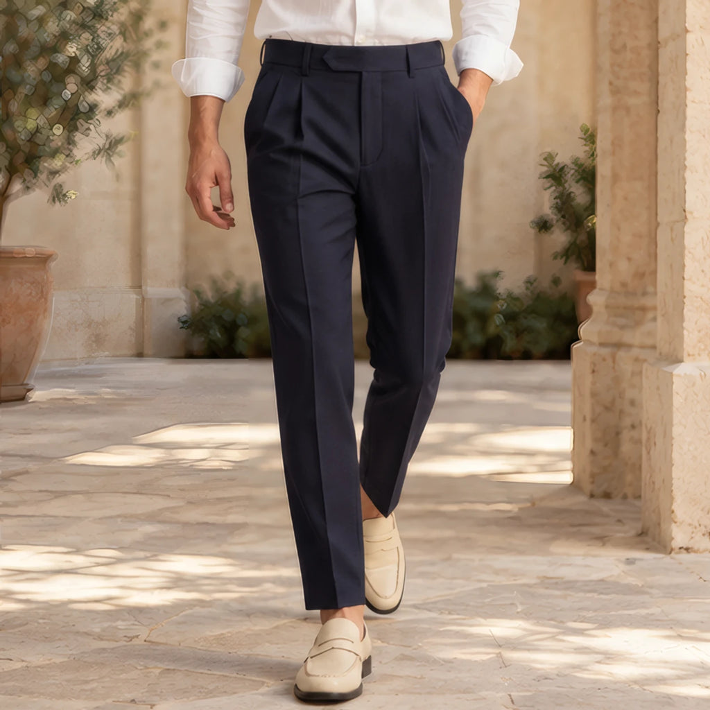 Elliot Men's Single-Pleat Tailored Trousers - Navy - Batch002 - Brondals - Image 2