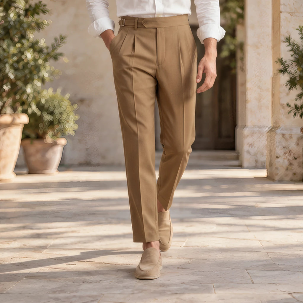 Elliot Men's Single-Pleat Tailored Trousers - Brown - Batch002 - Brondals - Image 2