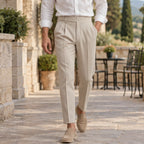 Elliot Men's Single-Pleat Tailored Trousers - Beige - Batch002 - Brondals - Image 2
