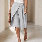 Elsa Tie-Waist Culotte Pants - Light Gray - wide leg - Brondals - Image 4