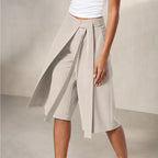 Elsa Tie-Waist Culotte Pants - Beige - women's pants - Brondals - Image 2