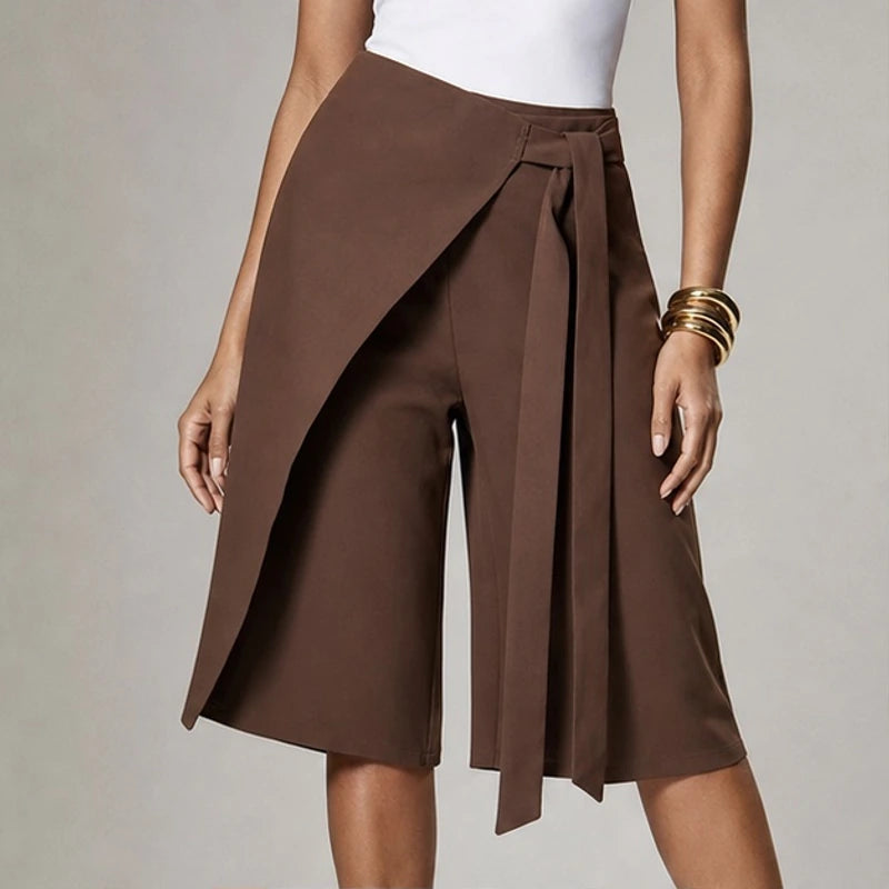 Elsa Tie-Waist Culotte Pants - Chocolate Brown - culotte pants - Brondals - Image 3
