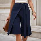 Elsa Tie-Waist Culotte Pants - Navy Blue - women's pants - Brondals - Image 2