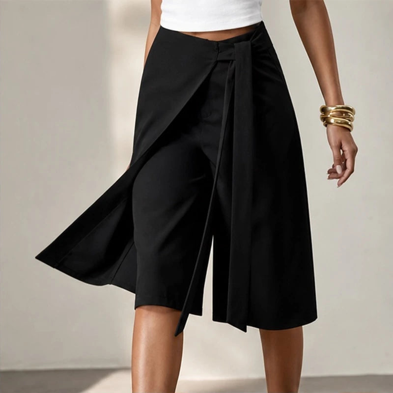 Elsa Tie-Waist Culotte Pants - Black - culotte pants - Brondals - Image 3