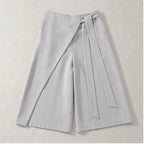Elsa Tie-Waist Culotte Pants - Light Gray - Pants - Brondals - Image 1