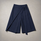 Elsa Tie-Waist Culotte Pants - Navy Blue - Pants - Brondals - Image 1