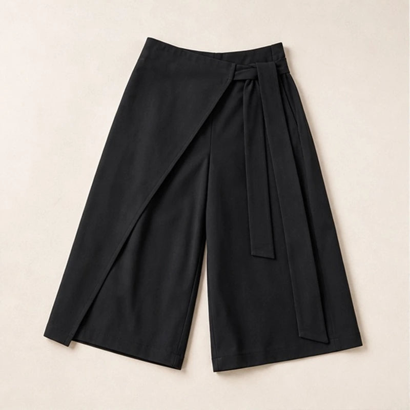 Elsa Tie-Waist Culotte Pants - Black - Pants - Brondals - Image 1
