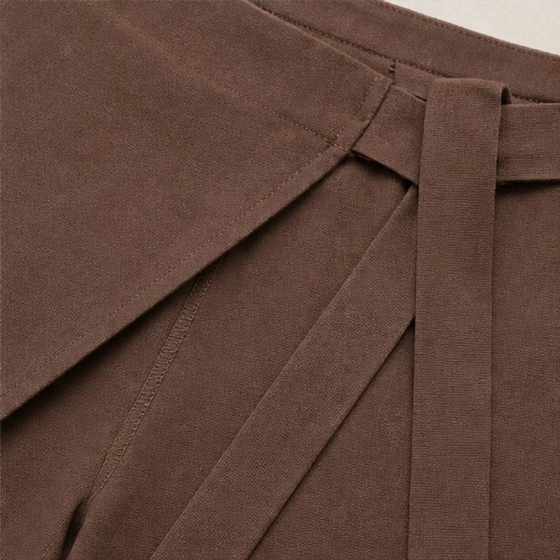 Elsa Tie-Waist Culotte Pants - Chocolate Brown - women's pants - Brondals - Image 2