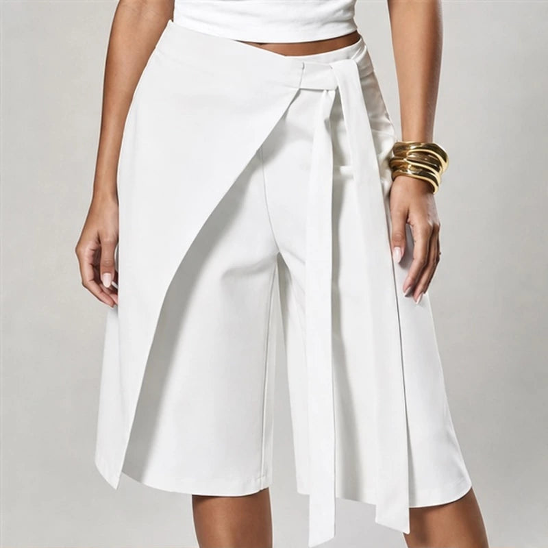 Elsa Tie-Waist Culotte Pants - White - women's pants - Brondals - Image 2