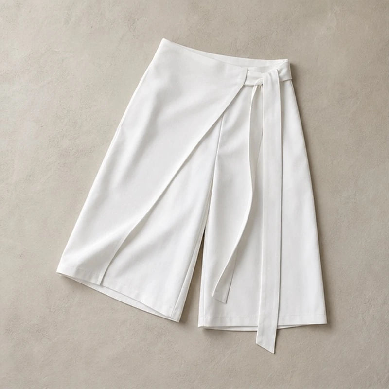Elsa Tie-Waist Culotte Pants - White - Pants - Brondals - Image 1