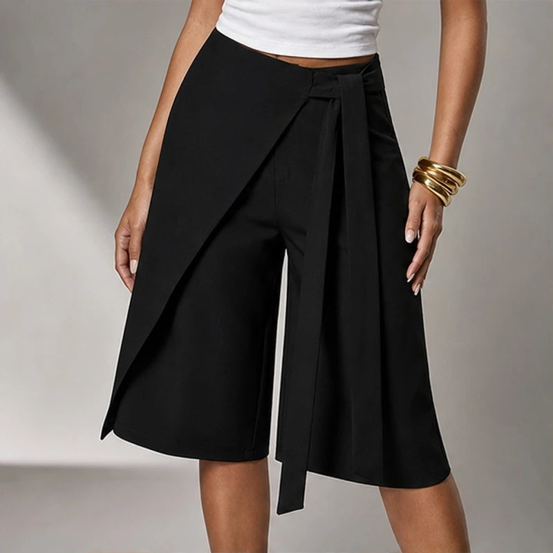 Elsa Tie-Waist Culotte Pants - Black - women's pants - Brondals - Image 2