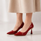 Elspeth Embossed Pointed-Toe Pumps - Claret - Shoes - Brondals - Image 2