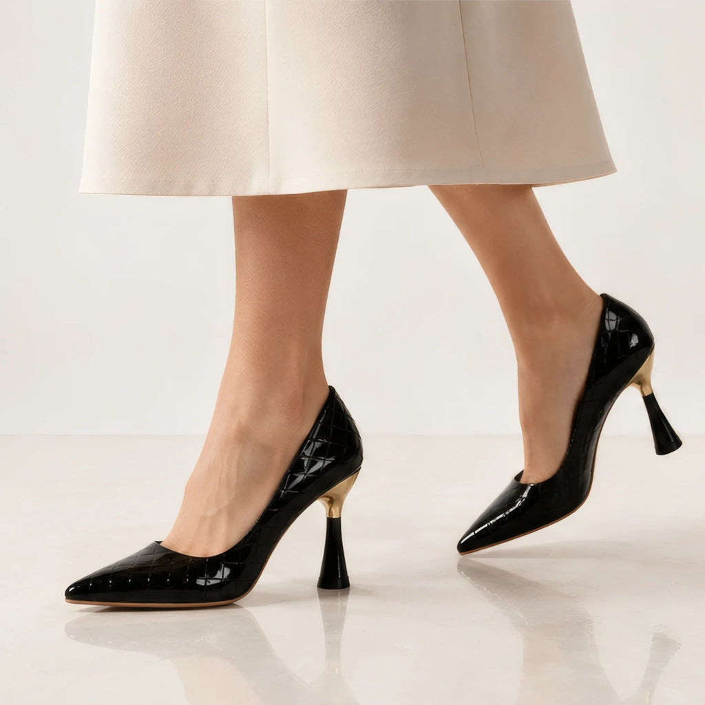 Elspeth Embossed Pointed-Toe Pumps - Jet - Women's Footwear > Pumps > Pointed-Toe Pumps - Brondals - Image 3