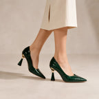 Elspeth Embossed Pointed-Toe Pumps - Pine - Women's Footwear > Pumps > Pointed-Toe Pumps - Brondals - Image 3