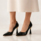 Elspeth Embossed Pointed-Toe Pumps - Jet - Shoes - Brondals - Image 2