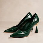 Elspeth Embossed Pointed-Toe Pumps - Pine - Women's Footwear > Pumps > Pointed-Toe Pumps - Brondals - Image 1