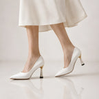 Elspeth Embossed Pointed-Toe Pumps - Chalk - Women's Footwear > Pumps > Pointed-Toe Pumps - Brondals - Image 3