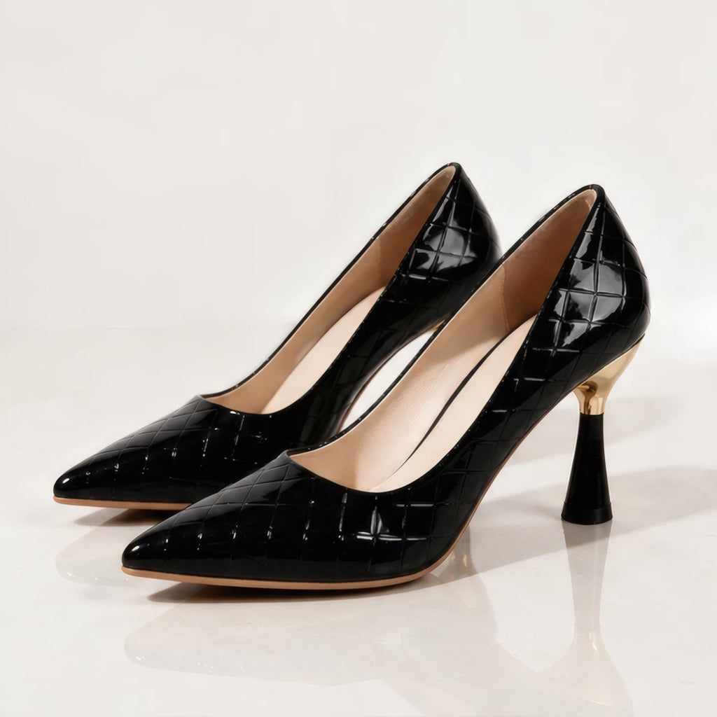 Elspeth Embossed Pointed-Toe Pumps - Jet - Women's Footwear > Pumps > Pointed-Toe Pumps - Brondals - Image 1