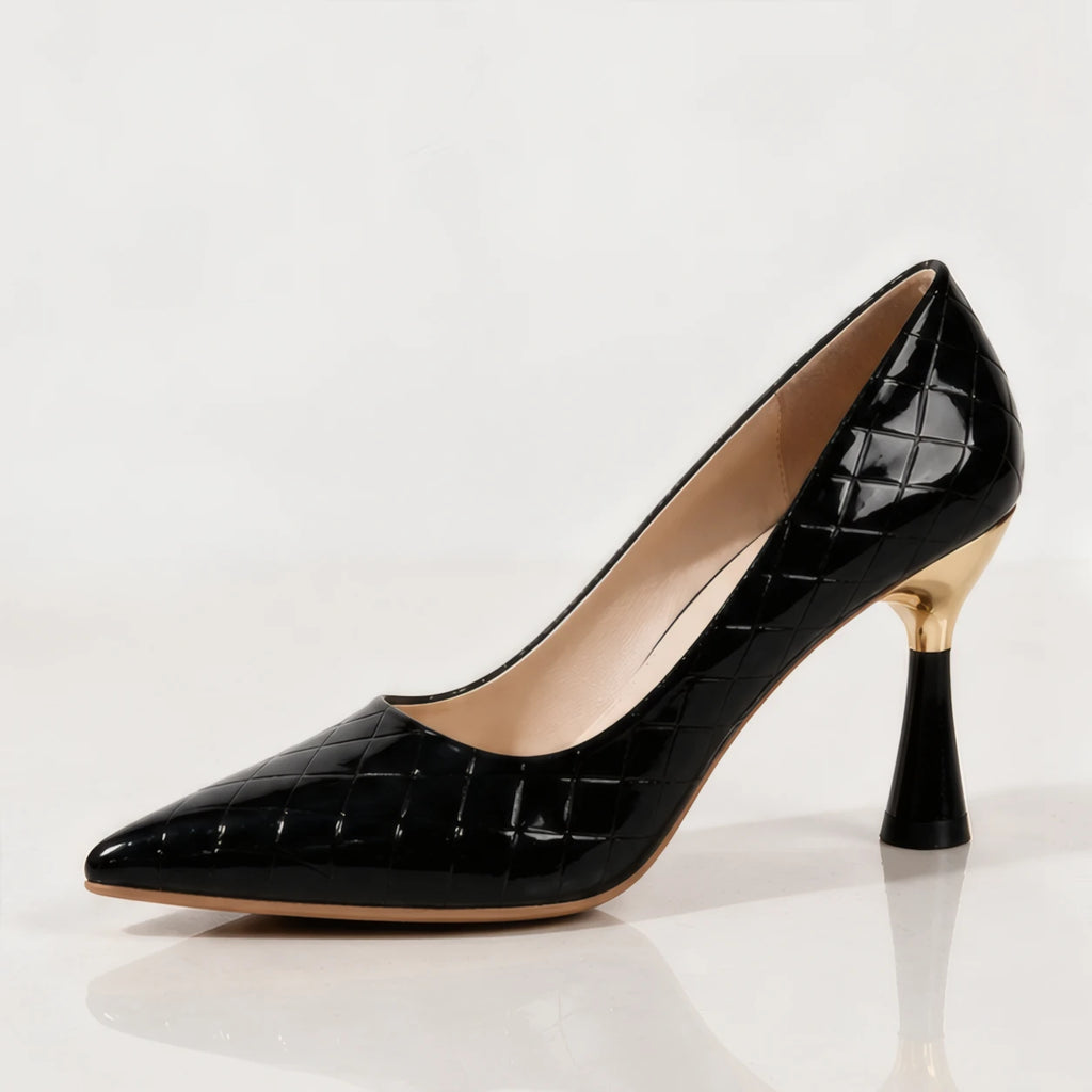 Elspeth Embossed Pointed-Toe Pumps - Jet - female - Brondals - Image 4