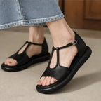 Elva Braided T-Strap Leather Sandals - Black - Sandals - Brondals - Image 3