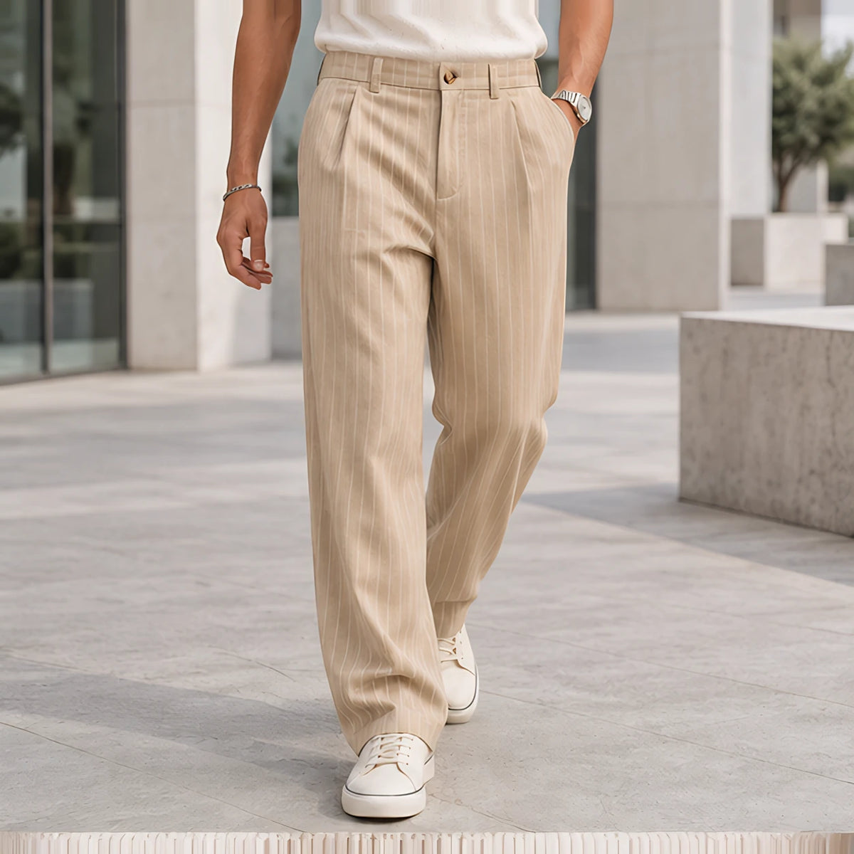 Elwood Men's Pinstripe Pants - Khaki - Catalog Group: Clothing - Brondals - Image 2
