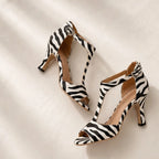Emeline T-Strap Heels - Zebra - Shoes - Brondals - Image 1