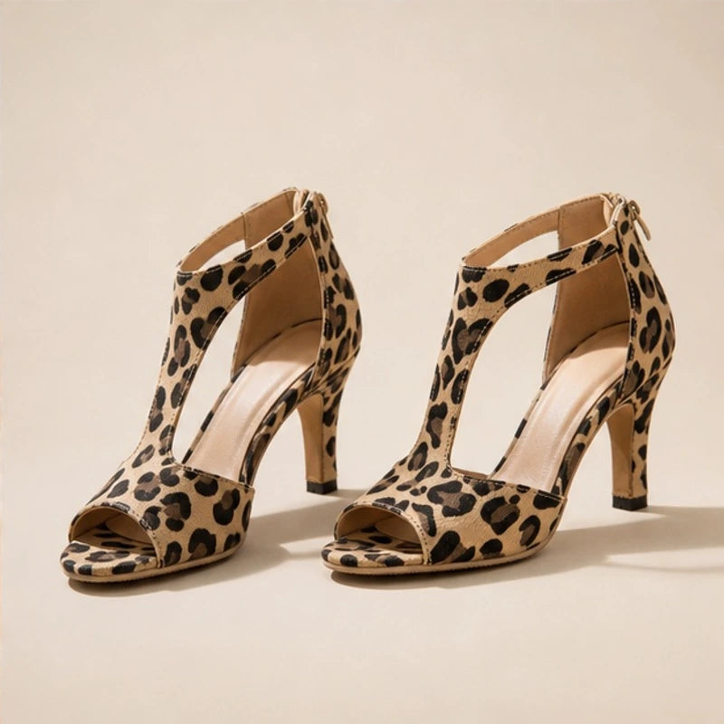 Emeline T-Strap Heels - Leopard - Shoes - Brondals - Image 1
