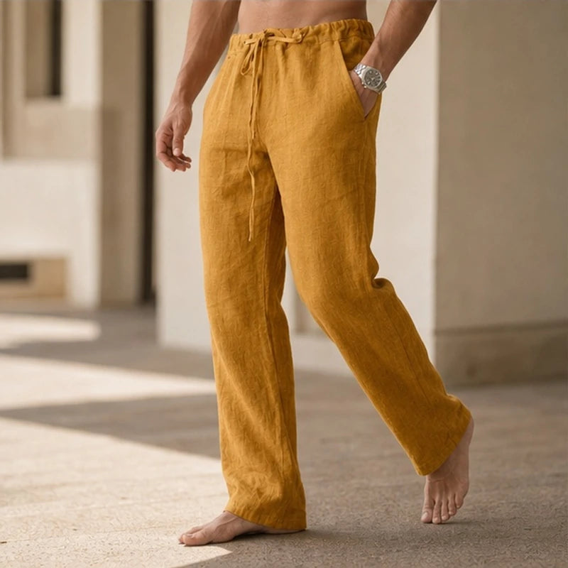 Emerson Linen Trousers - Gold - tailored trousers - Brondals - Image 4