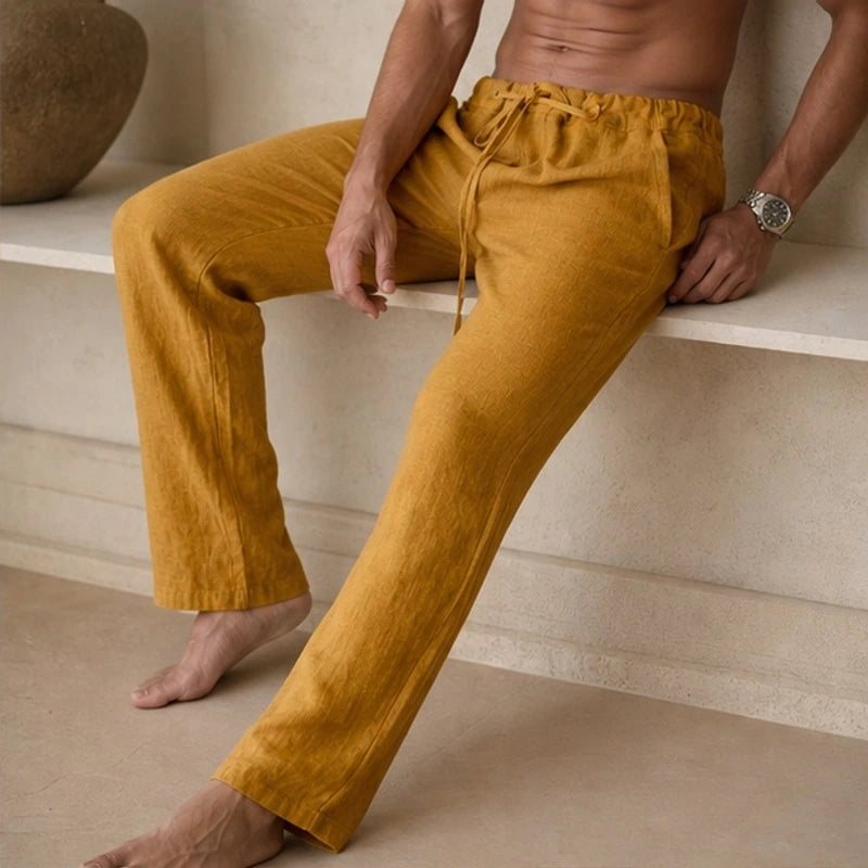 Emerson Linen Trousers - Gold - linen pants - Brondals - Image 3