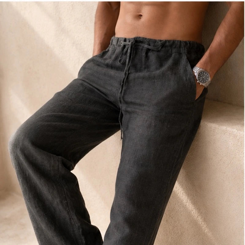 Emerson Linen Trousers - Dark Gray - linen pants - Brondals - Image 3
