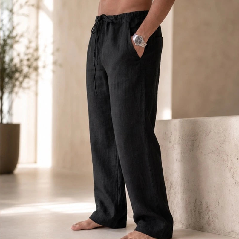 Emerson Linen Trousers - Black - linen trousers - Brondals - Image 2