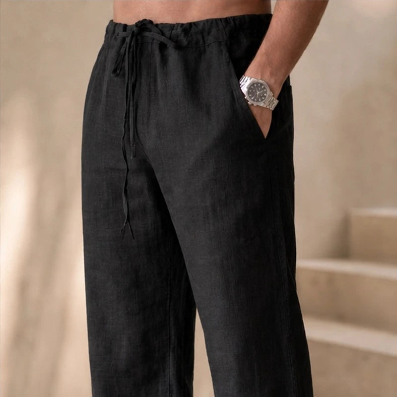 Emerson Linen Trousers - Black - tailored trousers - Brondals - Image 4